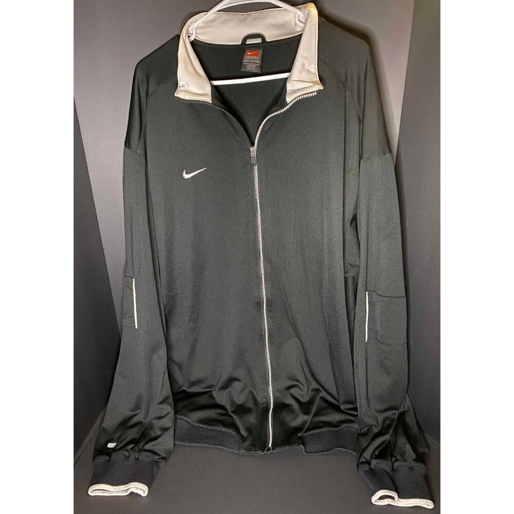 Vtg Nike Full Zip Mens Track Jacket Black Mens 3XLT Y2K